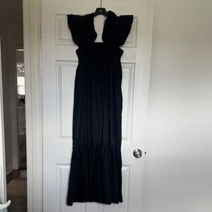 Chic Black Maxi Dress with Ruffle Details